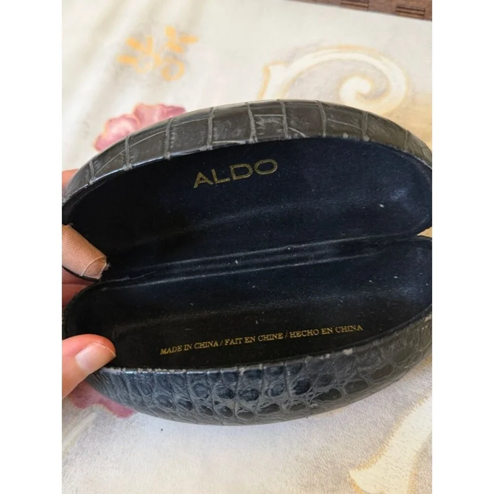 Aldo Black Croc-Embossed Sunglasses Case